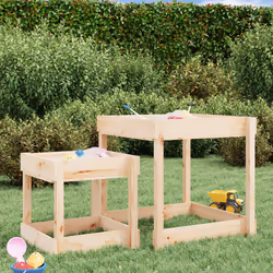 vidaXL Sand Tables Sandpit and Water Table Play Table 2 pcs Solid Wood Pine - natural pine - Additional view 2