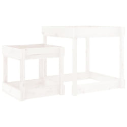 vidaXL Sand Tables Sandpit and Water Table Play Table 2 pcs Solid Wood Pine - white pine