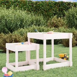 vidaXL Sand Tables Sandpit and Water Table Play Table 2 pcs Solid Wood Pine - white pine