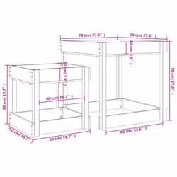 vidaXL Sand Tables Sandpit and Water Table Play Table 2 pcs Solid Wood Pine - white pine