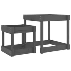 vidaXL Sand Tables Sandpit and Water Table Play Table 2 pcs Solid Wood Pine - grey pine