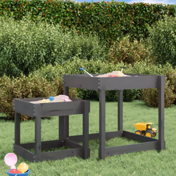 vidaXL Sand Tables Sandpit and Water Table Play Table 2 pcs Solid Wood Pine - grey pine