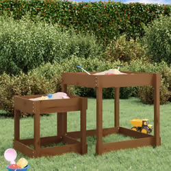 vidaXL Sand Tables Sandpit and Water Table 2 pcs Honey Brown Solid Wood Pine