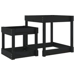 vidaXL Sand Tables Sandpit and Water Table Play Table 2 pcs Solid Wood Pine - black pine