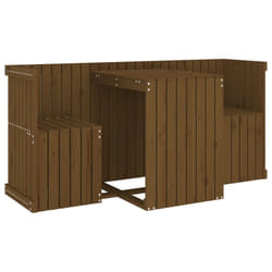 vidaXL Balcony Set 2-Seater Table & Chair Garden Furniture Set Solid Wood Pine - honey brown pine