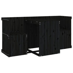 vidaXL Balcony Set 2-Seater Table & Chair Garden Furniture Set Solid Wood Pine - black pine