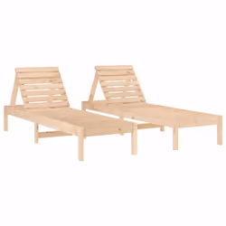 vidaXL Sun Loungers Sun Bed Outdoor Lounge Bed Garden Day Bed Solid Wood Pine - natural pine, 2 pcs