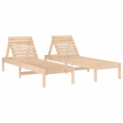 vidaXL Sun Loungers Sun Bed Outdoor Lounge Bed Garden Day Bed Solid Wood Pine - natural pine, 2 pcs