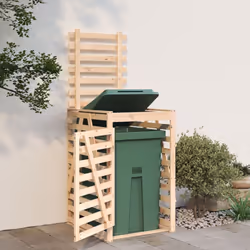 vidaXL Wheelie Bin Storage Garden Store Rubbish Trash Cover Solid Wood Pine - natural pine, 84 x 90 x 128.5 cm - Additional view 2