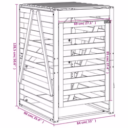 vidaXL Wheelie Bin Storage Garden Store Rubbish Trash Cover Solid Wood Pine - natural pine, 84 x 90 x 128.5 cm - Additional view 3