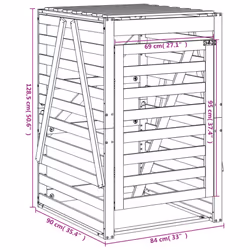 vidaXL Wheelie Bin Storage Garden Store Rubbish Trash Cover Solid Wood Pine - white pine, 84 x 90 x 128.5 cm - Additional view 10