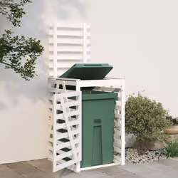 vidaXL Wheelie Bin Storage Garden Store Rubbish Trash Cover Solid Wood Pine - white pine, 84 x 90 x 128.5 cm - Additional view 2