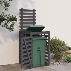 vidaXL Wheelie Bin Storage Garden Store Rubbish Trash Cover Solid Wood Pine - grey pine, 84 x 90 x 128.5 cm - Additional view 2