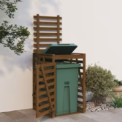 vidaXL Wheelie Bin Storage Garden Store Rubbish Trash Cover Solid Wood Pine - honey brown pine, 84 x 90 x 128.5 cm - Additional view 2
