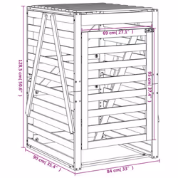 vidaXL Wheelie Bin Storage Garden Store Rubbish Trash Cover Solid Wood Pine - honey brown pine, 84 x 90 x 128.5 cm - Additional view 3