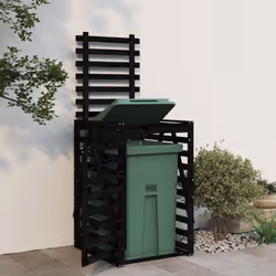 vidaXL Wheelie Bin Storage Garden Store Rubbish Trash Cover Solid Wood Pine - black pine, 84 x 90 x 128.5 cm - Additional view 2