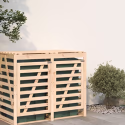 vidaXL Wheelie Bin Storage Garden Store Rubbish Trash Cover Solid Wood Pine - natural pine, 78 x 91.5 x 128.5 cm