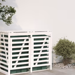 vidaXL Wheelie Bin Storage Garden Store Rubbish Trash Cover Solid Wood Pine - white pine, 78 x 91.5 x 128.5 cm - Additional view 2