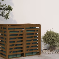 vidaXL Wheelie Bin Storage Garden Store Rubbish Trash Cover Solid Wood Pine - honey brown pine, 78 x 91.5 x 128.5 cm - Additional view 2