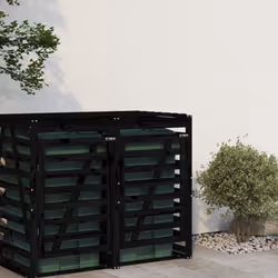 vidaXL Wheelie Bin Storage Garden Store Rubbish Trash Cover Solid Wood Pine - black pine, 78 x 91.5 x 128.5 cm - Additional view 2