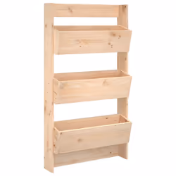 vidaXL Wall Planter 3-Tier Hanging Planter Wall Flower Pot Solid Wood Pine - natural pine