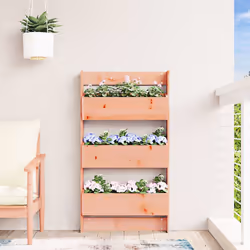vidaXL Wall Planter 3-Tier Hanging Planter Wall Flower Pot Solid Wood Pine - natural douglas - Additional view 2