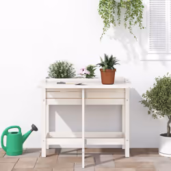 vidaXL Garden Planter with Folding Tabletop Patio Flower Pot Solid Wood Pine - white pine - Additional view 2