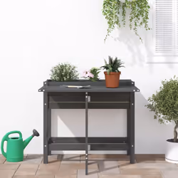 vidaXL Garden Planter with Folding Tabletop Patio Flower Pot Solid Wood Pine - grey pine - Additional view 2