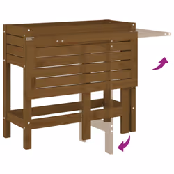 vidaXL Garden Planter with Folding Tabletop Patio Flower Pot Solid Wood Pine - honey brown pine - Additional view 6