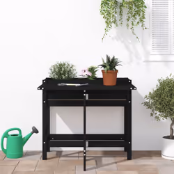vidaXL Garden Planter with Folding Tabletop Patio Flower Pot Solid Wood Pine - black pine - Additional view 2