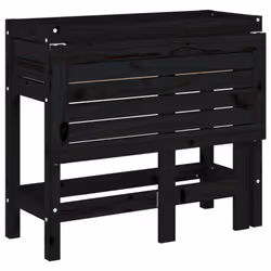 vidaXL Garden Planter with Folding Tabletop Patio Flower Pot Solid Wood Pine - black pine - Additional view 7