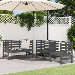 vidaXL Garden Lounge Set 3 Piece Outdoor Lounge Set Chair Grey Solid Wood Pine