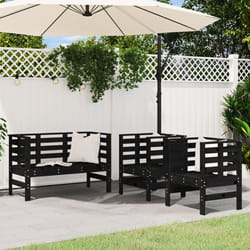 vidaXL Garden Lounge Set 3 Piece Outdoor Lounge Set Black Solid Wood Pine