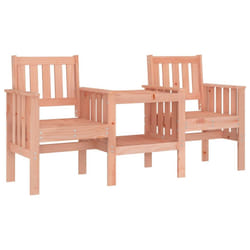 vidaXL Garden Bench with Table Outdoor 2-Seater Bench Chair Solid Wood Pine - natural douglas