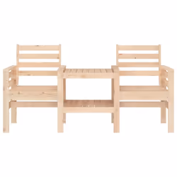 vidaXL Garden Bench with Table Outdoor 2-Seater Bench Chair Solid Wood Pine - natural pine
