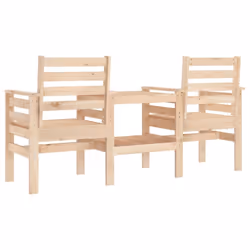 vidaXL Garden Bench with Table Outdoor 2-Seater Bench Chair Solid Wood Pine - natural pine - Additional view 4