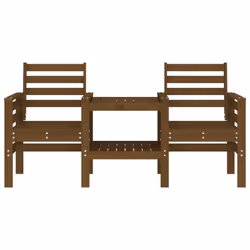 vidaXL Garden Bench with Table Outdoor 2-Seater Bench Chair Solid Wood Pine - honey brown pine