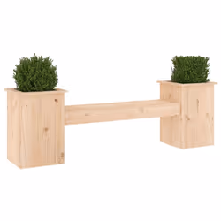 vidaXL Planter Bench Seat Wooden Outdoor Bench with Planter Solid Wood Pine - natural pine