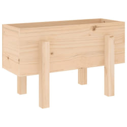 vidaXL Garden Raised Bed Wooden Planter Pot Patio Flower Bed Solid Wood Pine - natural pine, 62 x 30 x 38 cm