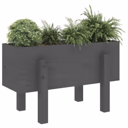 vidaXL Garden Raised Bed Wooden Planter Pot Patio Flower Bed Solid Wood Pine - grey pine, 62 x 30 x 38 cm