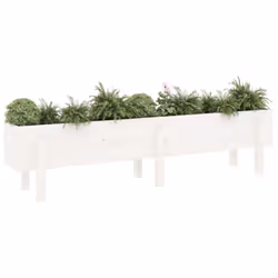 vidaXL Garden Raised Bed Wooden Planter Pot Patio Flower Bed Solid Wood Pine - white pine, 160 x 30 x 38 cm