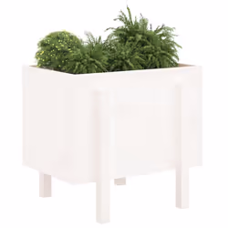 vidaXL Garden Planter Flower Box Garden Pot Plant Pot White Solid Wood Pine