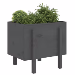 vidaXL Garden Planter Flower Box Garden Pot Plant Pot Grey Solid Wood Pine