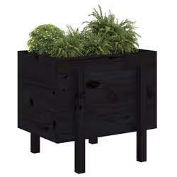 vidaXL Garden Planter Flower Box Garden Pot Plant Pot Black Solid Wood Pine