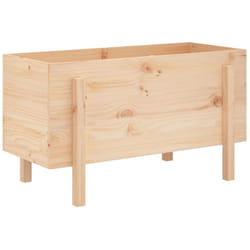 vidaXL Garden Raised Bed Wooden Planter Pot Patio Flower Bed Solid Wood Pine - natural pine, 101 x 50 x 57 cm