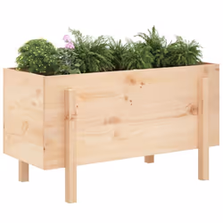 vidaXL Garden Raised Bed Wooden Planter Pot Patio Flower Bed Solid Wood Pine - natural pine, 101 x 50 x 57 cm