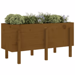 vidaXL Garden Raised Bed Wooden Planter Pot Patio Flower Bed Solid Wood Pine - honey brown pine, 121 x 50 x 57 cm