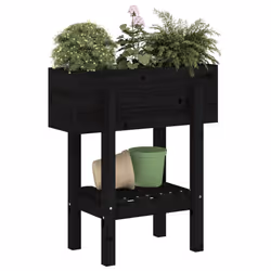 vidaXL Garden Planter Flower Box Garden Pot Wooden Plant Pot Solid Wood Pine - black pine, 62 x 30 x 69 cm - Additional view 2