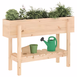 vidaXL Garden Planter Flower Box Garden Pot Wooden Plant Pot Solid Wood Pine - natural pine, 101 x 30 x 69 cm