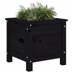 vidaXL Garden Raised Bed Outdoor Wooden Planter Pot Flower Bed Solid Wood Pine - black pine, 40 x 40 x 39 cm - Additional view 2